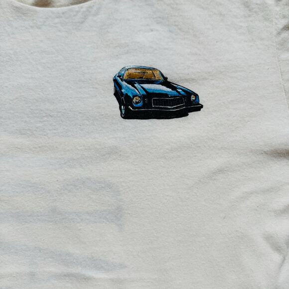Chevy Camaro Panther Muscle Car Beige Cotton Tee Shirt by Chemistry Size Large - Picture 2 of 5